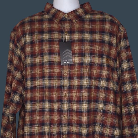 Solaris Mens Flannel Button-Up Shirt 3XB Long Sleeve Flannel - Picture 1 of 5